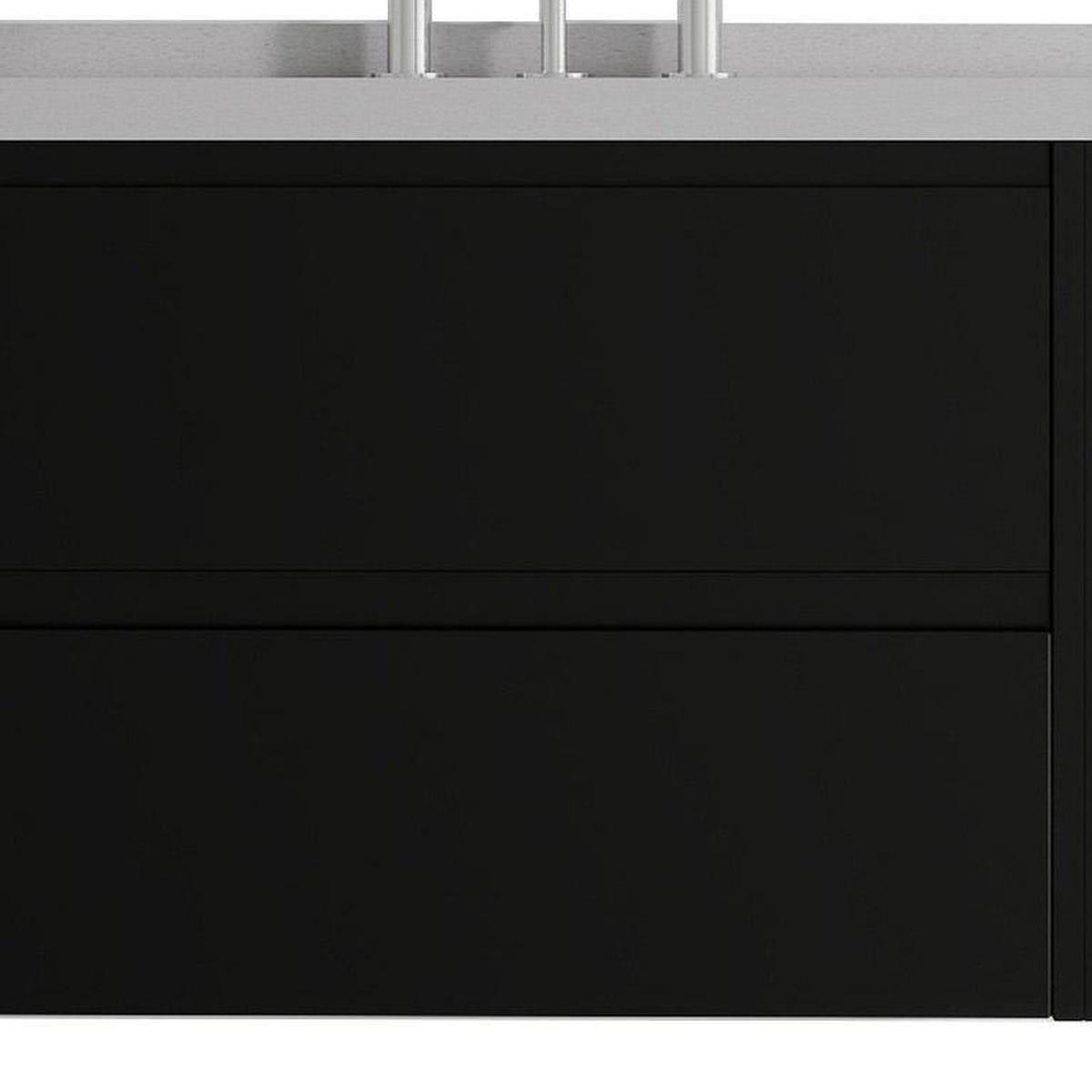 36" Black Wood Floating Bathroom Vanity With White Sink And Two Drawers - HomeRoots - Flyclothing LLC