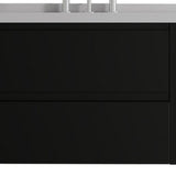 36" Black Wood Floating Bathroom Vanity With White Sink And Two Drawers - HomeRoots - Flyclothing LLC