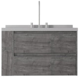 36" Gray Wood Floating Bathroom Vanity With White Sink And Two Drawers - HomeRoots - Flyclothing LLC