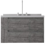 36" Gray Wood Floating Bathroom Vanity With White Sink And Two Drawers - HomeRoots - Flyclothing LLC