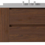 36" Brown Wood Floating Bathroom Vanity With White Sink And Two Drawers - HomeRoots - Flyclothing LLC