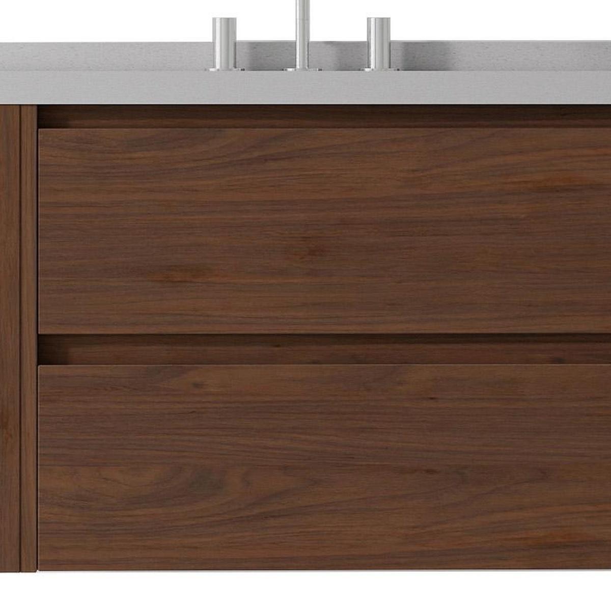 36" Brown Wood Floating Bathroom Vanity With White Sink And Two Drawers - HomeRoots - Flyclothing LLC