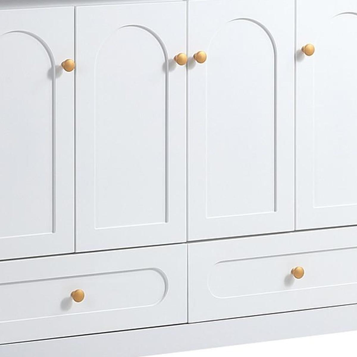 48" White Wood Freestanding Four Door Bathroom Vanity With Sink And Two Drawers - HomeRoots - Flyclothing LLC