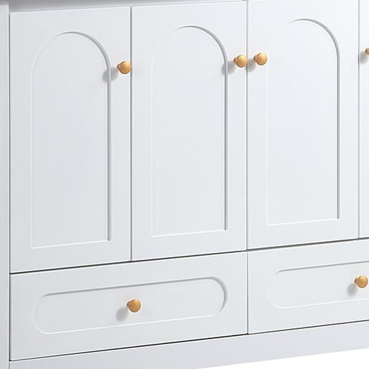 48" White Wood Freestanding Four Door Bathroom Vanity With Sink And Two Drawers - HomeRoots - Flyclothing LLC