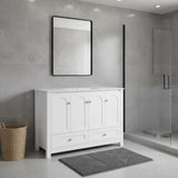48" White Wood Freestanding Four Door Bathroom Vanity With Sink And Two Drawers - HomeRoots - Flyclothing LLC