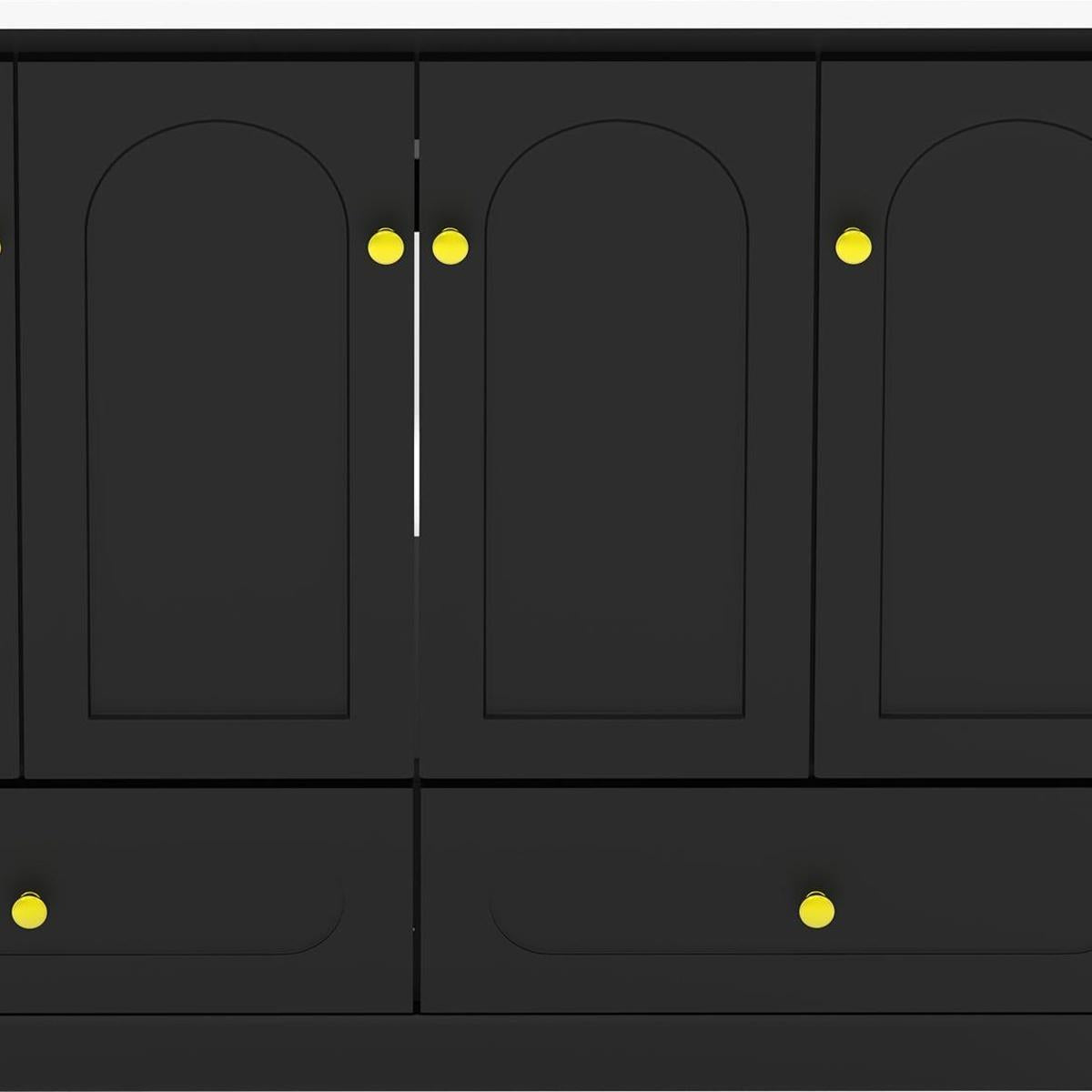 48" Black Wood Freestanding Four Door Bathroom Vanity With White Sink And Two Drawers - HomeRoots - Flyclothing LLC