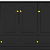 48" Black Wood Freestanding Four Door Bathroom Vanity With White Sink And Two Drawers - HomeRoots - Flyclothing LLC