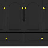 48" Black Wood Freestanding Four Door Bathroom Vanity With White Sink And Two Drawers - HomeRoots - Flyclothing LLC