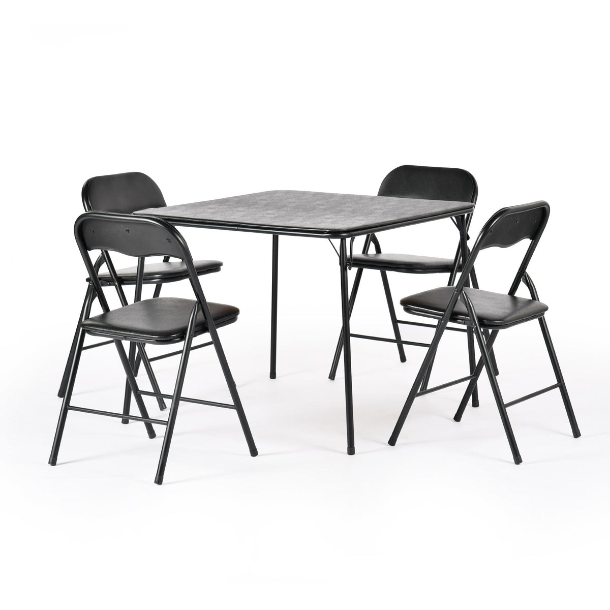 Five Piece Black Square Wood Dining Set with Four Chairs - HomeRoots - Flyclothing LLC