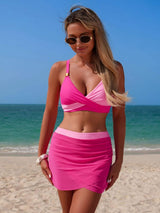 Two Tone Cami and Skort Swim Set - Trendsi - Flyclothing LLC