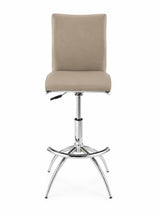 Set of Two Taupe And Silver Faux Leather Chrome And Steel Adjustable Height Swivel Bar Chairs - HomeRoots - Flyclothing LLC