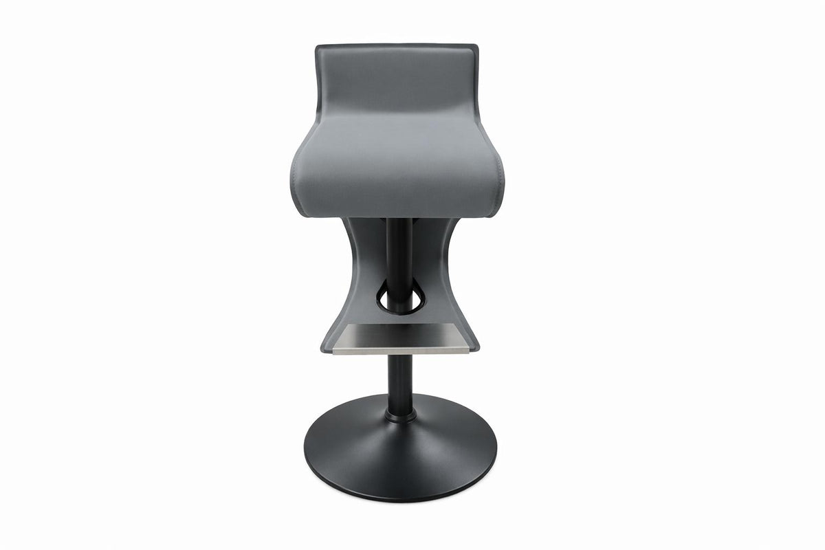 Gray And Black Faux Leather And Steel Low Back Adjustable Height Swivel Bar Chair - HomeRoots - Flyclothing LLC