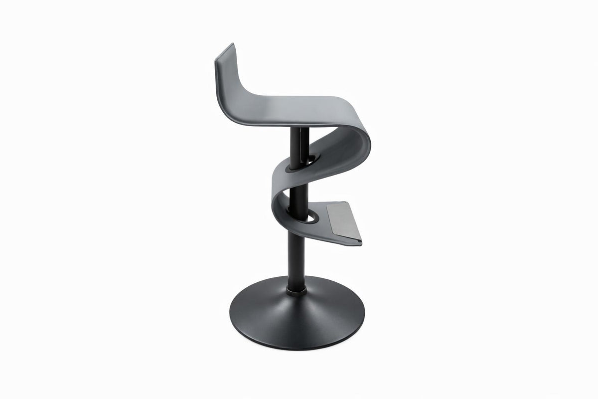 Gray And Black Faux Leather And Steel Low Back Adjustable Height Swivel Bar Chair - HomeRoots - Flyclothing LLC