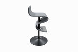 Gray And Black Faux Leather And Steel Low Back Adjustable Height Swivel Bar Chair - HomeRoots - Flyclothing LLC