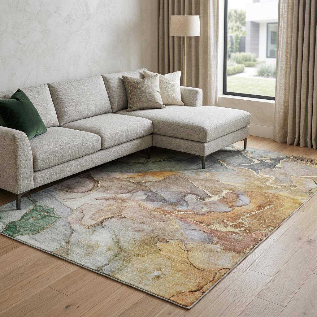 8' X 10' Beige And Taupe Abstract Shag Washable Area Rug With UV Protection - HomeRoots - Flyclothing LLC