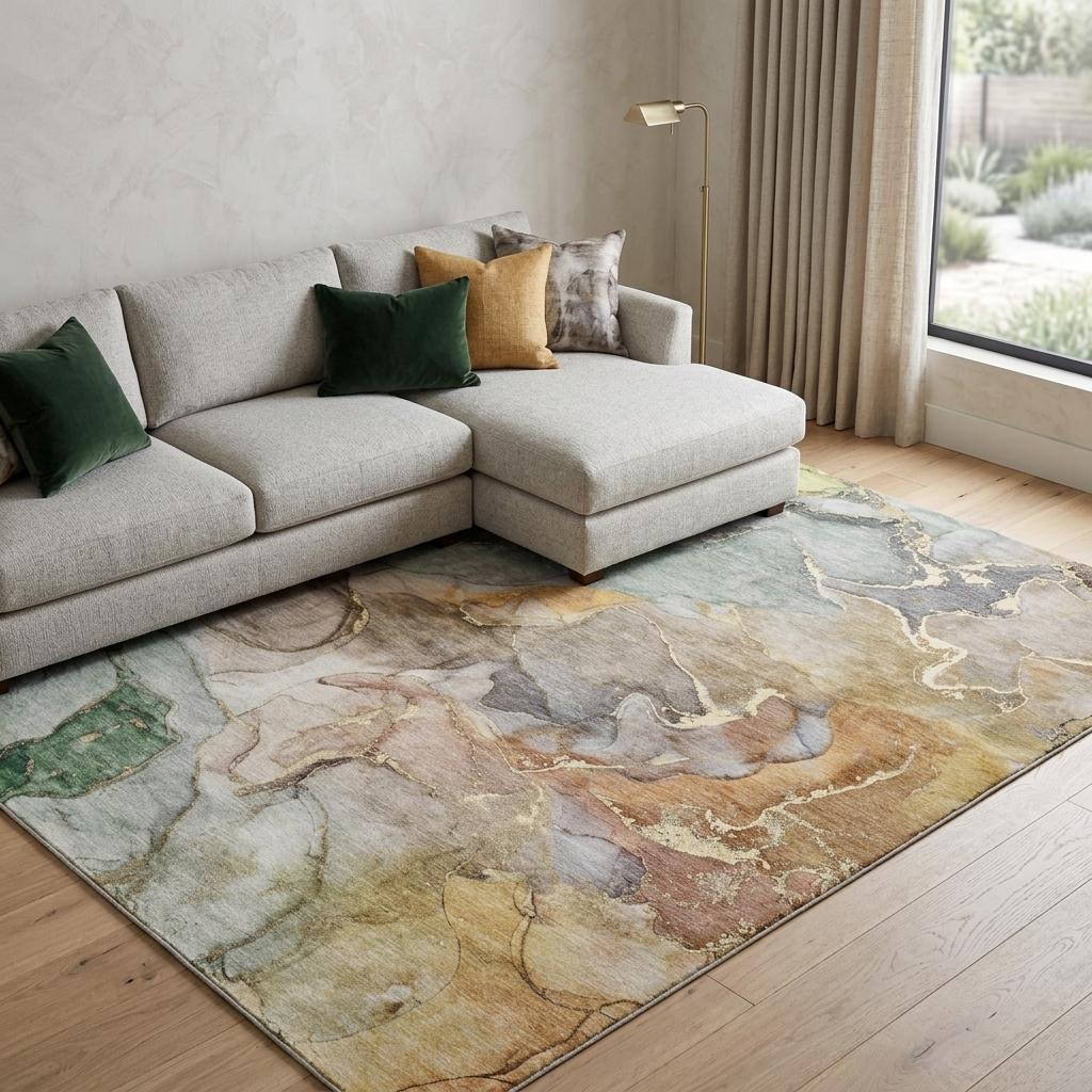 9' X 12' Beige And Taupe Abstract Shag Washable Area Rug With UV Protection - HomeRoots - Flyclothing LLC