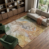 10' X 14' Beige And Taupe Abstract Shag Washable Area Rug With UV Protection - HomeRoots - Flyclothing LLC