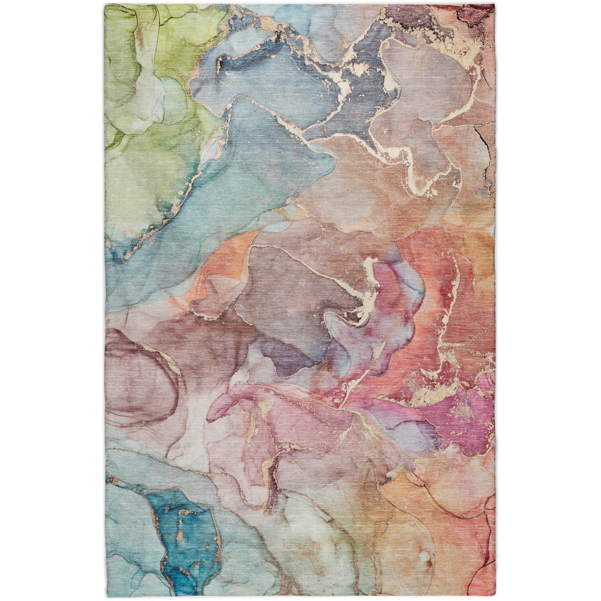 3' X 5' Blue And Teal Abstract Shag Washable Area Rug With UV Protection - HomeRoots - Flyclothing LLC