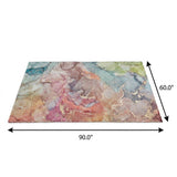 5' X 8' Blue And Teal Abstract Shag Washable Area Rug With UV Protection - HomeRoots - Flyclothing LLC