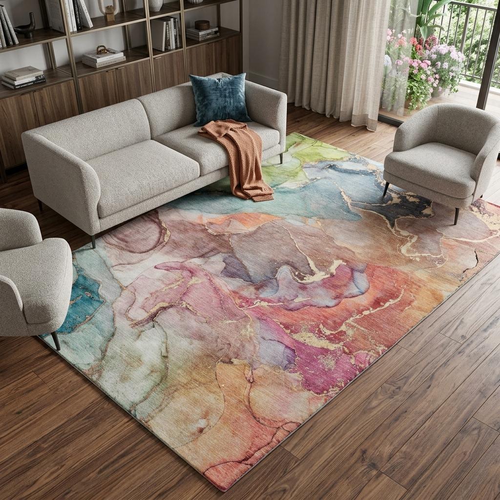 8' X 10' Blue And Teal Abstract Shag Washable Area Rug With UV Protection - HomeRoots - Flyclothing LLC
