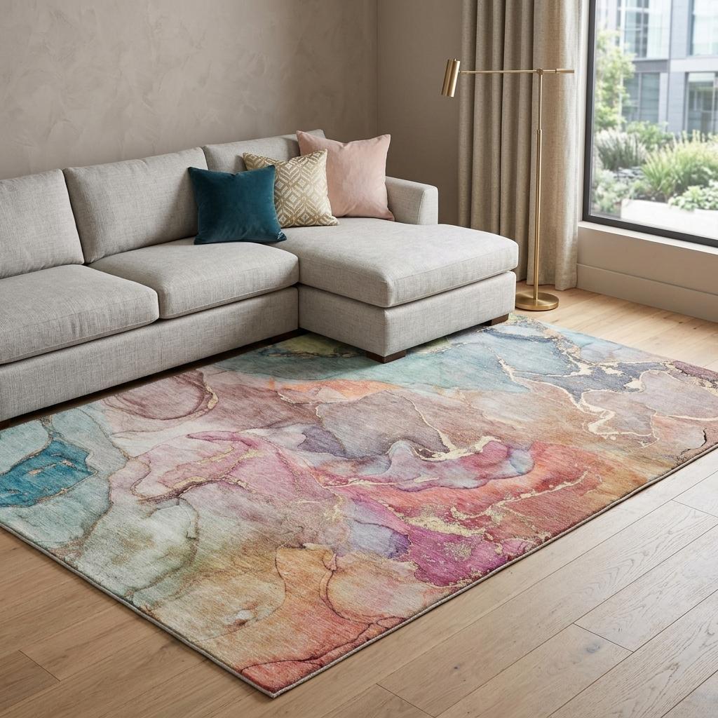 9' X 12' Blue And Teal Abstract Shag Washable Area Rug With UV Protection - HomeRoots - Flyclothing LLC