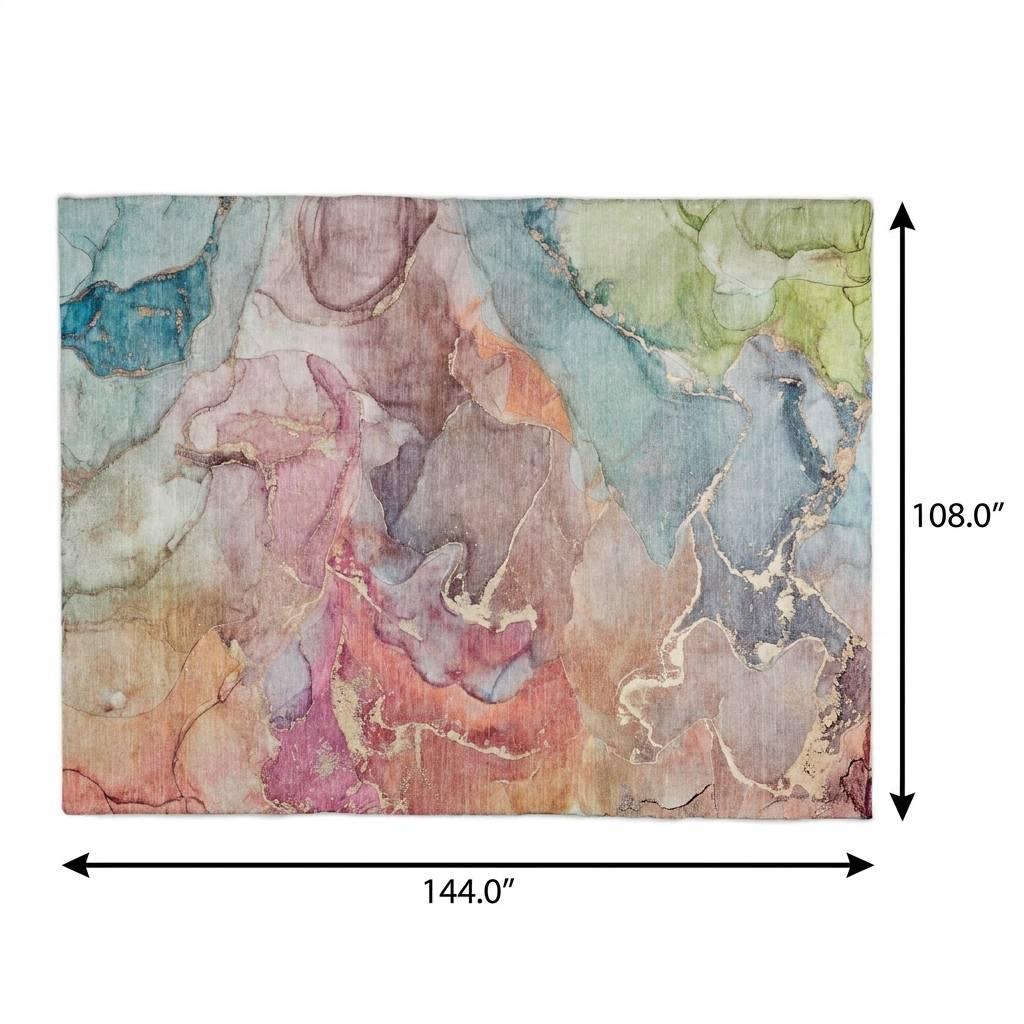 9' X 12' Blue And Teal Abstract Shag Washable Area Rug With UV Protection - HomeRoots - Flyclothing LLC