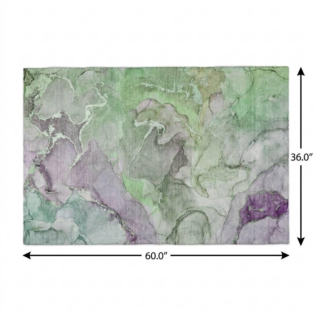 3' X 5' Green And Gray Abstract Shag Washable Area Rug With UV Protection - HomeRoots - Flyclothing LLC