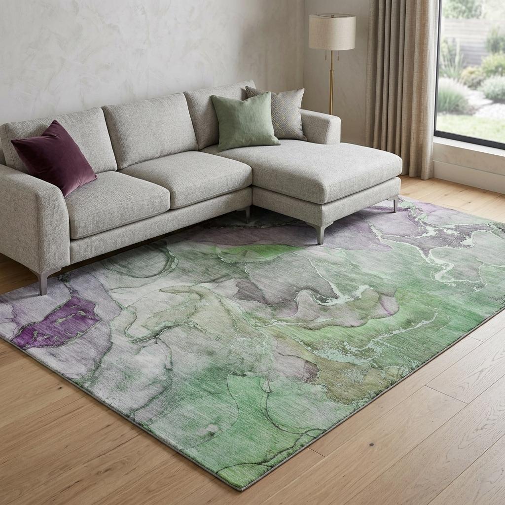 10' X 14' Green And Gray Abstract Shag Washable Area Rug With UV Protection - HomeRoots - Flyclothing LLC