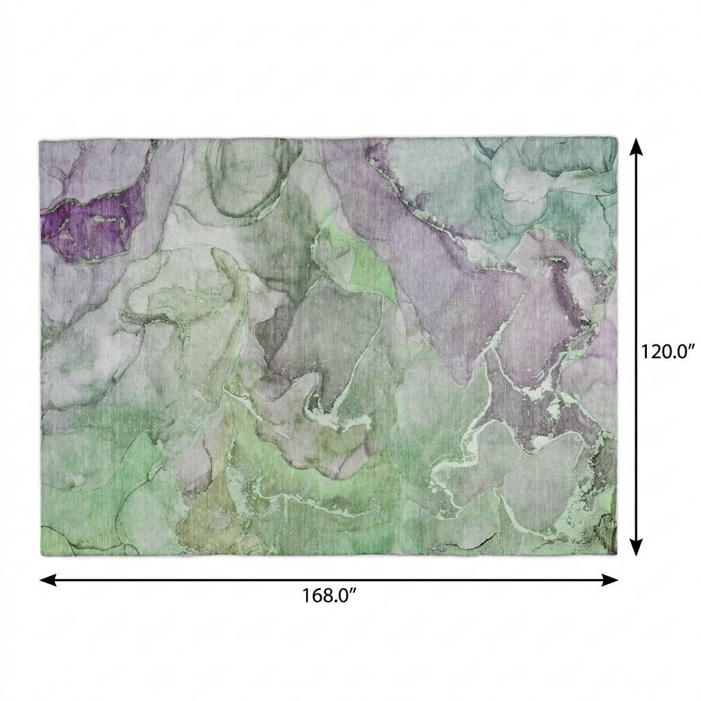 10' X 14' Green And Gray Abstract Shag Washable Area Rug With UV Protection - HomeRoots - Flyclothing LLC