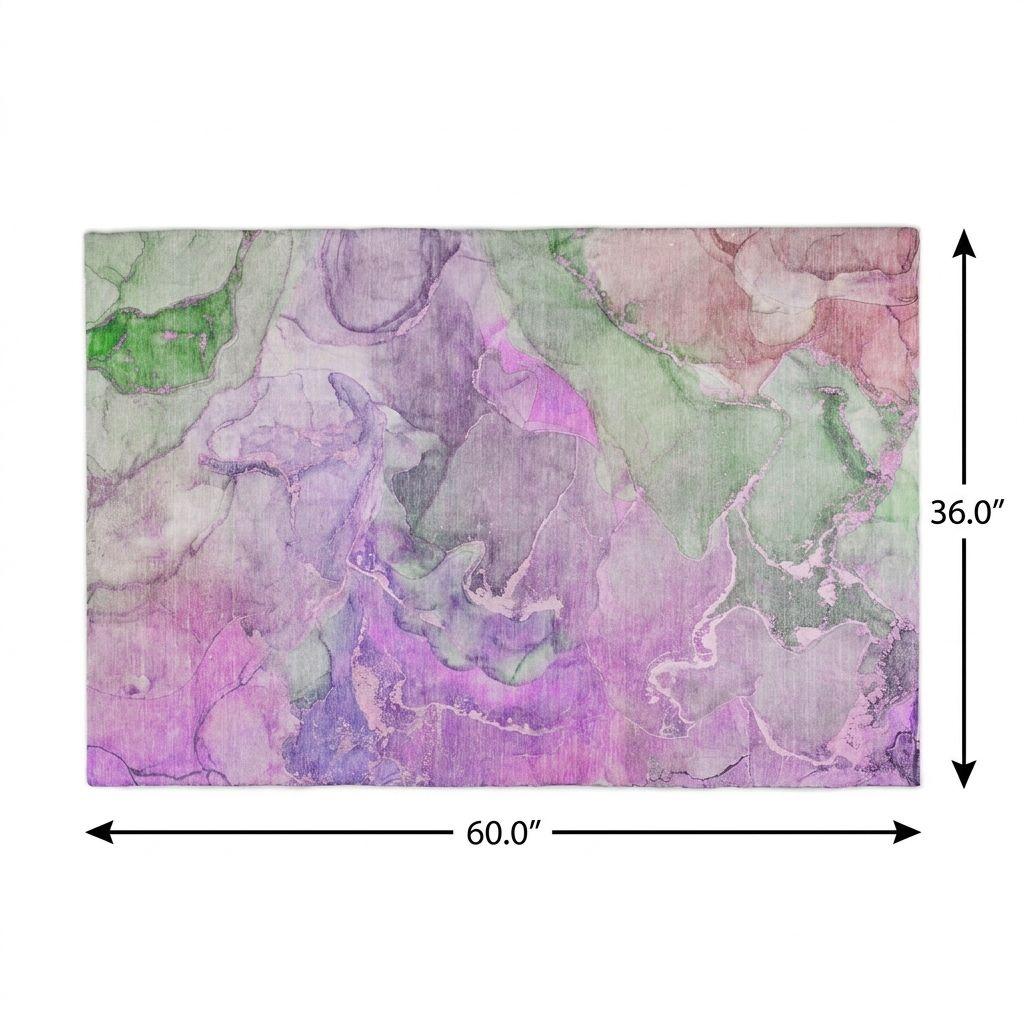 3' X 5' Purple And Green Abstract Shag Washable Area Rug With UV Protection - HomeRoots - Flyclothing LLC