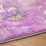 5' X 8' Purple And Green Abstract Shag Washable Area Rug With UV Protection - HomeRoots - Flyclothing LLC