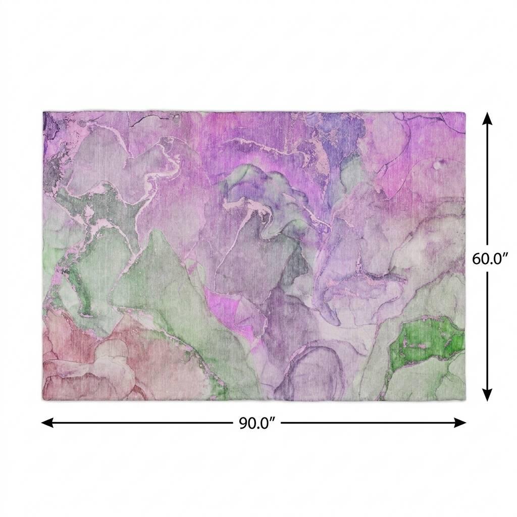 5' X 8' Purple And Green Abstract Shag Washable Area Rug With UV Protection - HomeRoots - Flyclothing LLC