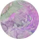 8' Purple And Green Abstract Shag Washable Round Rug With UV Protection - HomeRoots - Flyclothing LLC