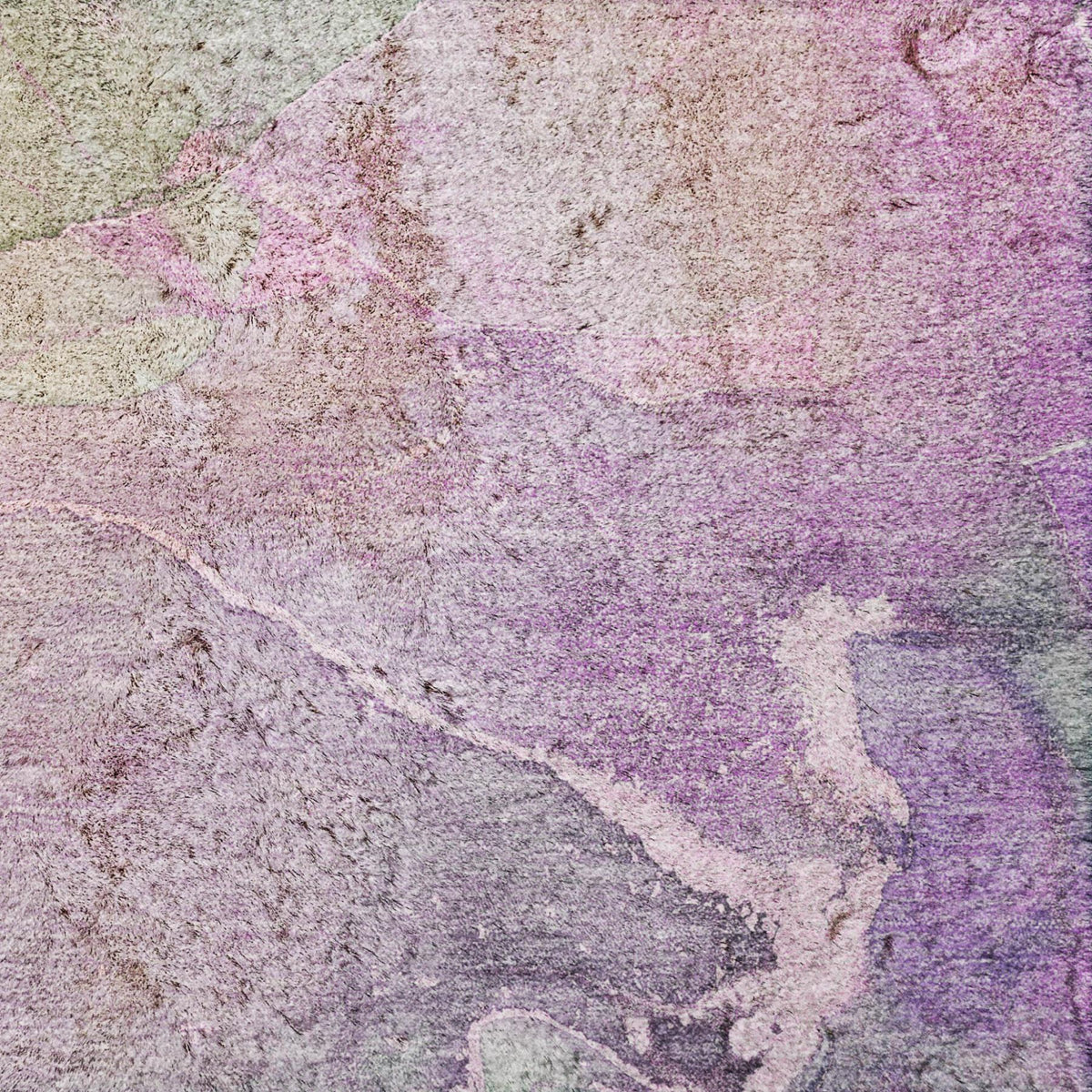 8' X 10' Purple And Green Abstract Shag Washable Area Rug With UV Protection - HomeRoots - Flyclothing LLC