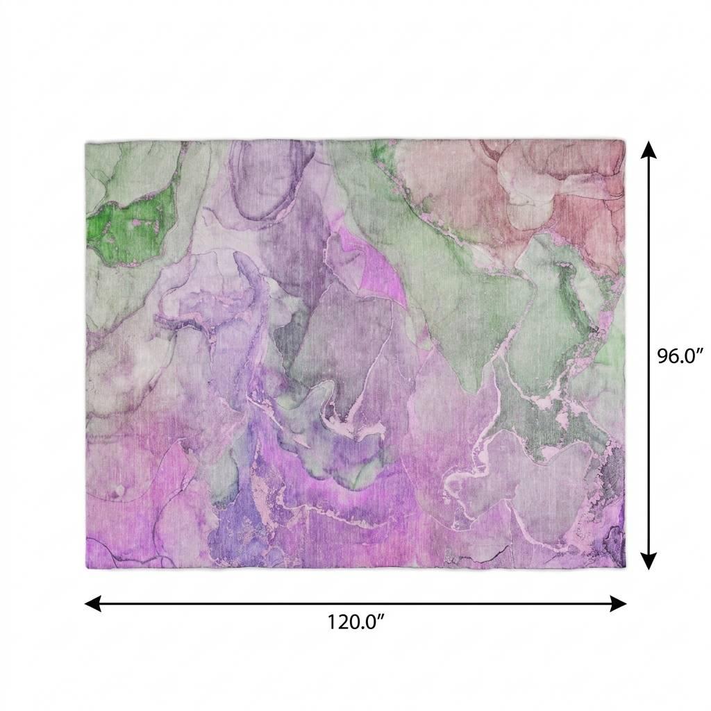 8' X 10' Purple And Green Abstract Shag Washable Area Rug With UV Protection - HomeRoots - Flyclothing LLC