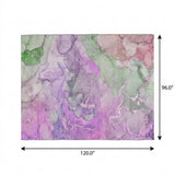 8' X 10' Purple And Green Abstract Shag Washable Area Rug With UV Protection - HomeRoots - Flyclothing LLC