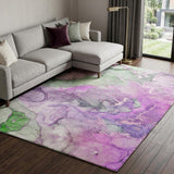 9' X 12' Purple And Green Abstract Shag Washable Area Rug With UV Protection - HomeRoots - Flyclothing LLC