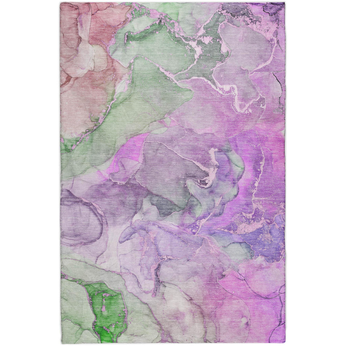9' X 12' Purple And Green Abstract Shag Washable Area Rug With UV Protection - HomeRoots - Flyclothing LLC