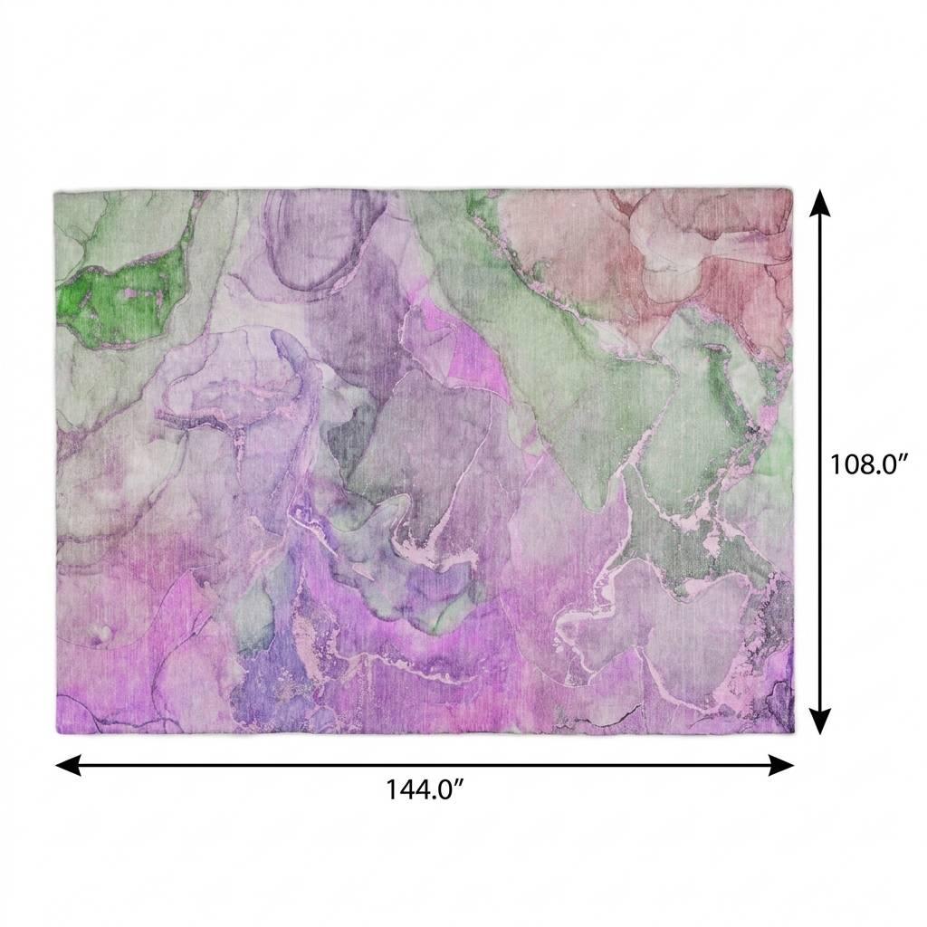 9' X 12' Purple And Green Abstract Shag Washable Area Rug With UV Protection - HomeRoots - Flyclothing LLC