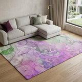 10' X 14' Purple And Green Abstract Shag Washable Area Rug With UV Protection - HomeRoots - Flyclothing LLC