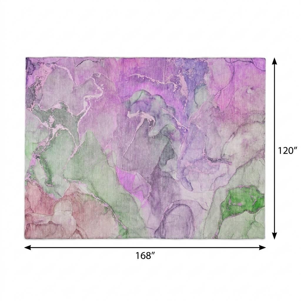 10' X 14' Purple And Green Abstract Shag Washable Area Rug With UV Protection - HomeRoots - Flyclothing LLC