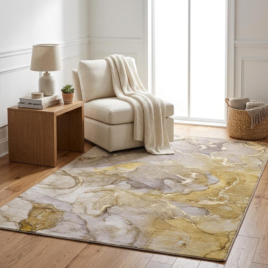 5' X 8' Taupe And Gray Abstract Shag Washable Area Rug With UV Protection - HomeRoots - Flyclothing LLC