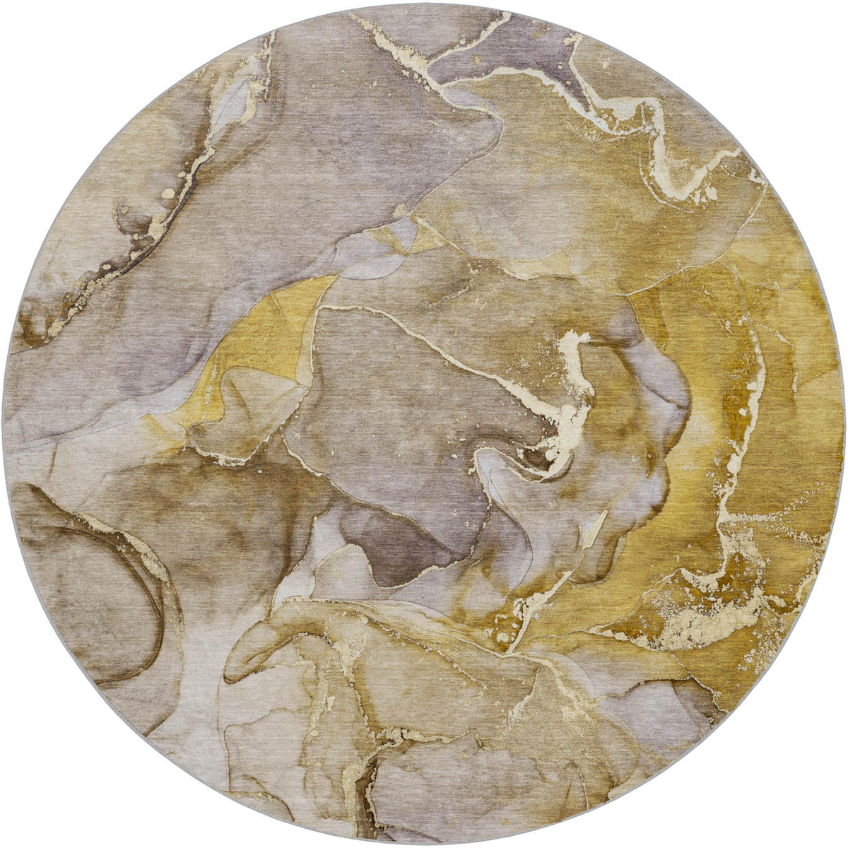 8' Taupe And Gray Abstract Shag Washable Round Rug With UV Protection - HomeRoots - Flyclothing LLC