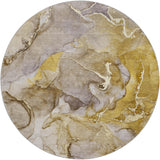 8' Taupe And Gray Abstract Shag Washable Round Rug With UV Protection - HomeRoots - Flyclothing LLC