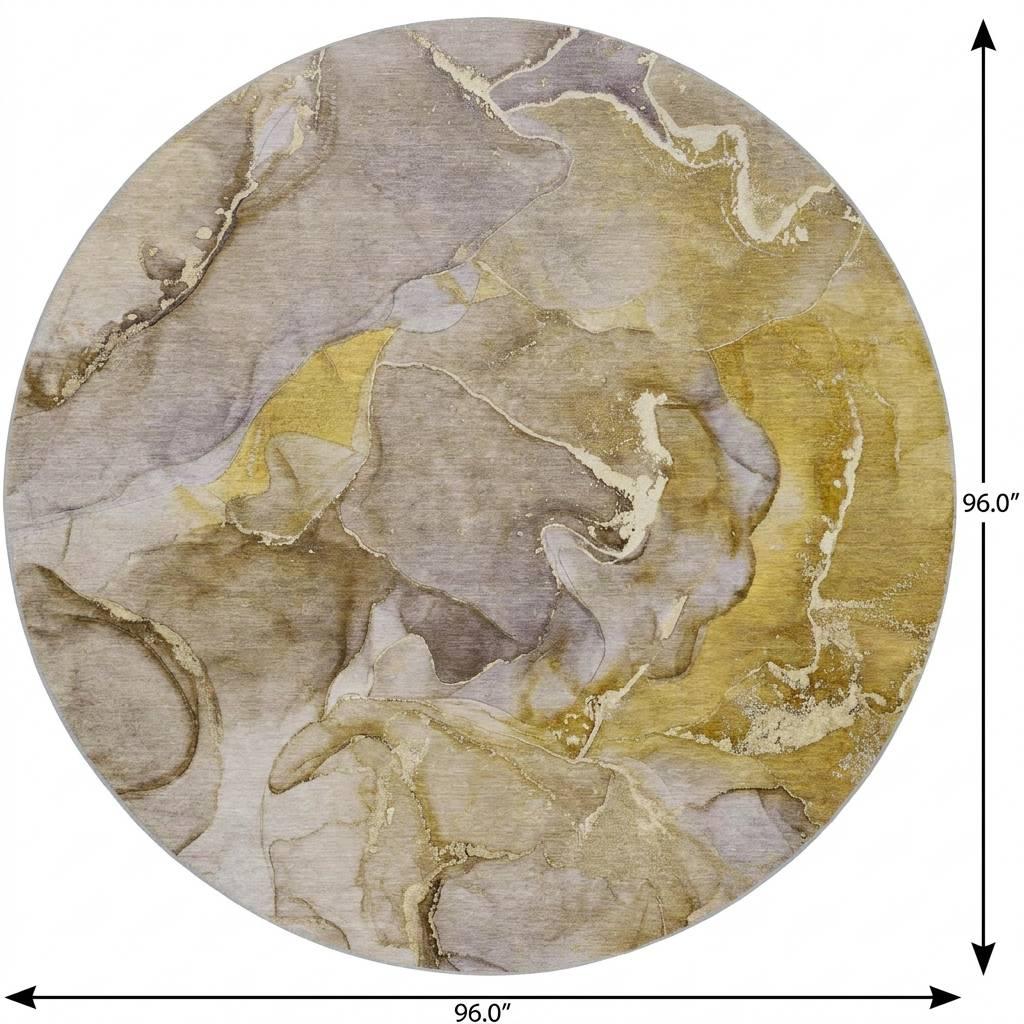 8' Taupe And Gray Abstract Shag Washable Round Rug With UV Protection - HomeRoots - Flyclothing LLC