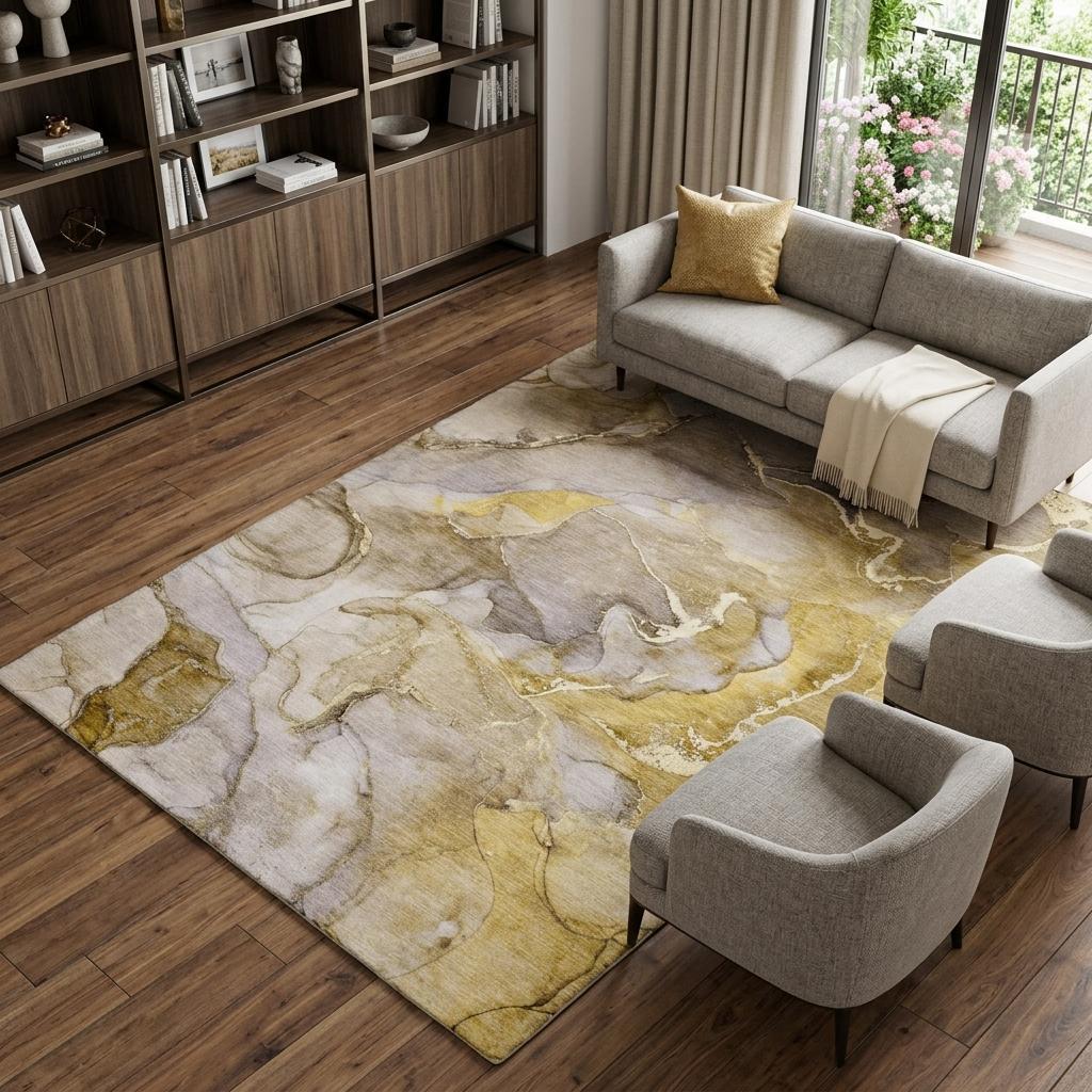 8' X 10' Taupe And Gray Abstract Shag Washable Area Rug With UV Protection - HomeRoots - Flyclothing LLC