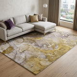 9' X 12' Taupe And Gray Abstract Shag Washable Area Rug With UV Protection - HomeRoots - Flyclothing LLC