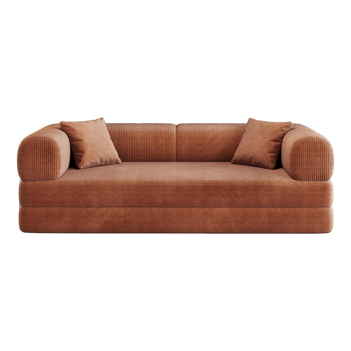 79" Brown Corduroy Convertible Futon Sleeper Sofa - HomeRoots - Flyclothing LLC