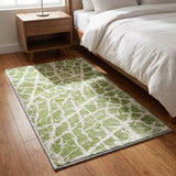 3' X 5' Green And Ivory Geometric Shag Washable Area Rug With UV Protection - HomeRoots - Flyclothing LLC