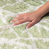 5' X 8' Green And Ivory Geometric Shag Washable Area Rug With UV Protection - HomeRoots - Flyclothing LLC